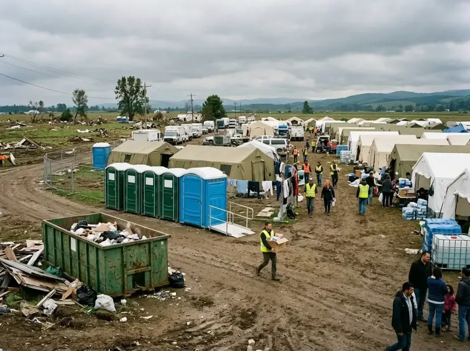 emergency-disaster-relief-camp-004 — recent job completion, Roll-off Dumpster & Portable Bathroom Rentals in New York
