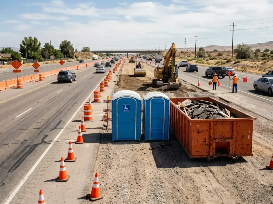 highway-road-construction-zone-005 — Ready to Book Your Roll-Off Dumpster and Portable Bathroom Rental?, Roll-off Dumpster &…